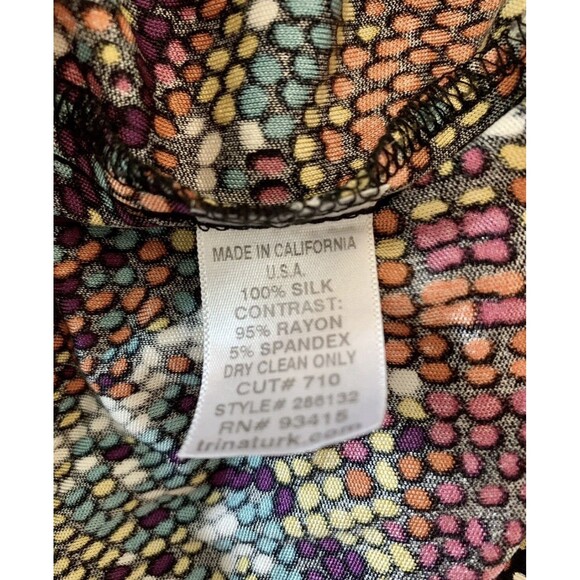Trina Turk Silk A-line Geometric Mosaic Tie Multi Colored Dress Women’s Size 2 - Picture 5 of 6